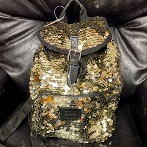 Victoria's Secret PINK Holiday Gold Sequin Backpack